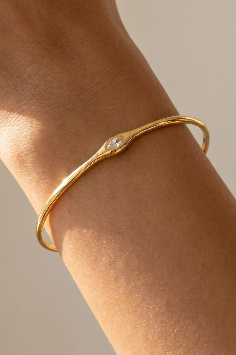 Minimalist Gold Dipped Cz Cuff Bracelet