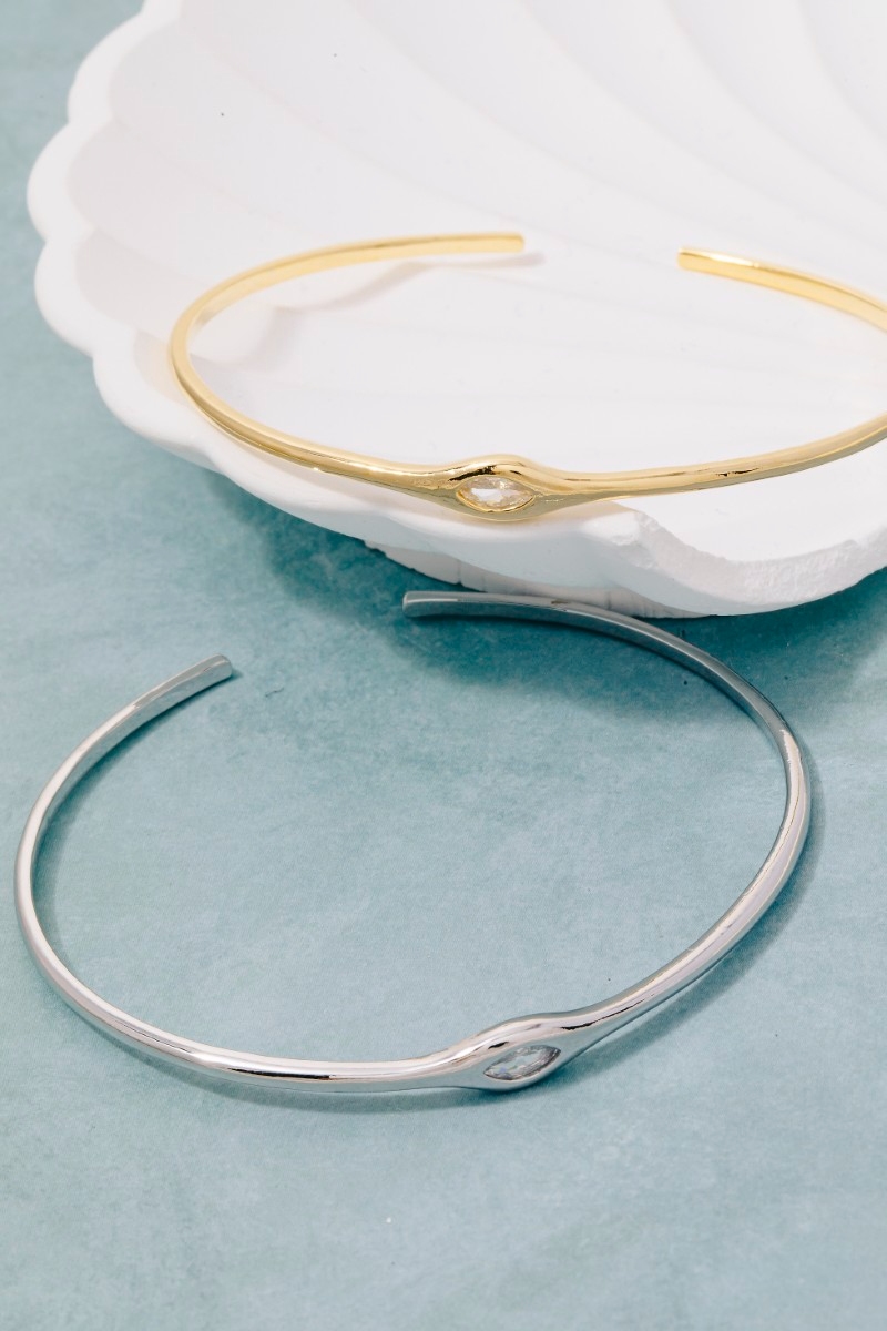 Minimalist Gold Dipped Cz Cuff Bracelet