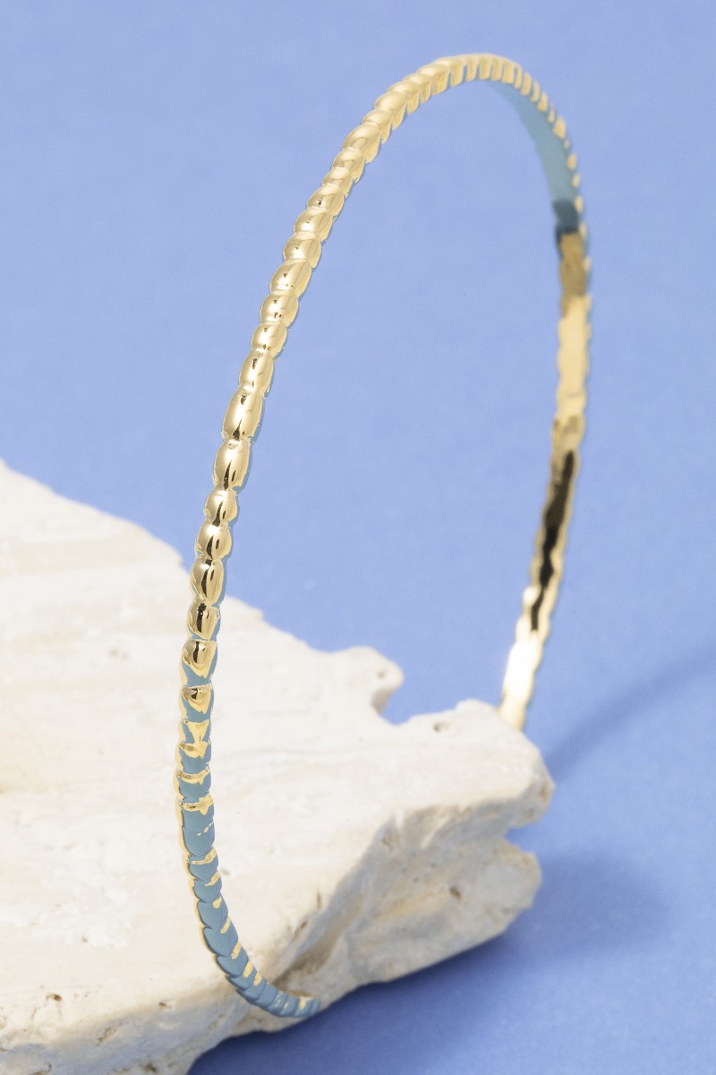 Minimalist Gold Dipped Bead Texture Cuff Bracelet