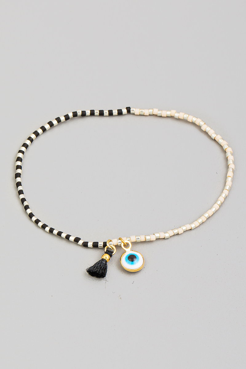 Dainty Mini Tassel Evil Eye Bracelet