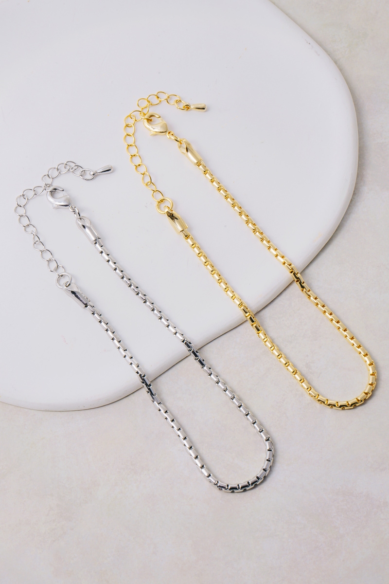 Adjustable Box Chain Lobster Clasp Anklet