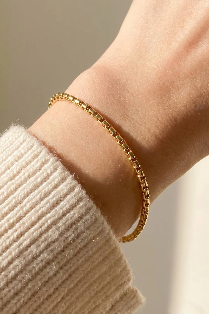 Adjustable Box Chain Lobster Clasp Bracelet