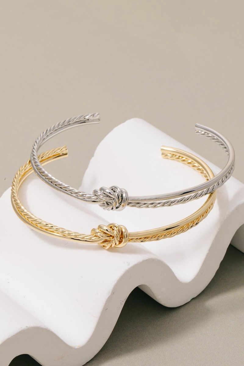 Wire Smooth Rope Knot Open Cuff Bracelet
