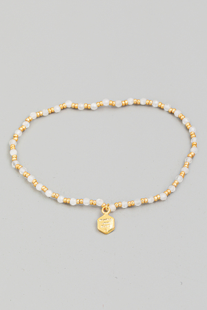 Dainty Bead Hexagon Charm Bracelet
