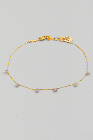 Multi Mini Colored Bead Charm Chain Bracelet