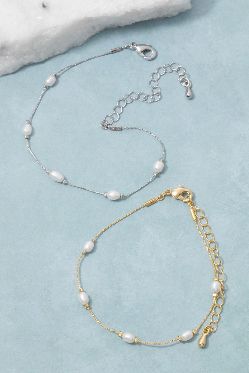 Dainty Chain Pearl Bead Bracelet