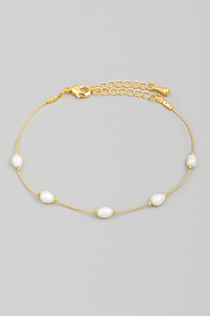 Dainty Chain Pearl Bead Bracelet