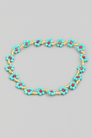 Dainty Seed Beaded Flower Stretch Bracelet