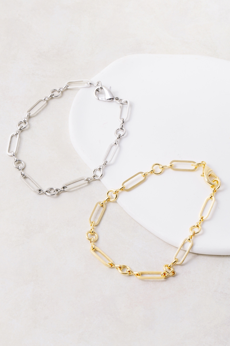 Alternating Paperclip Oval Link Chain Bracelet