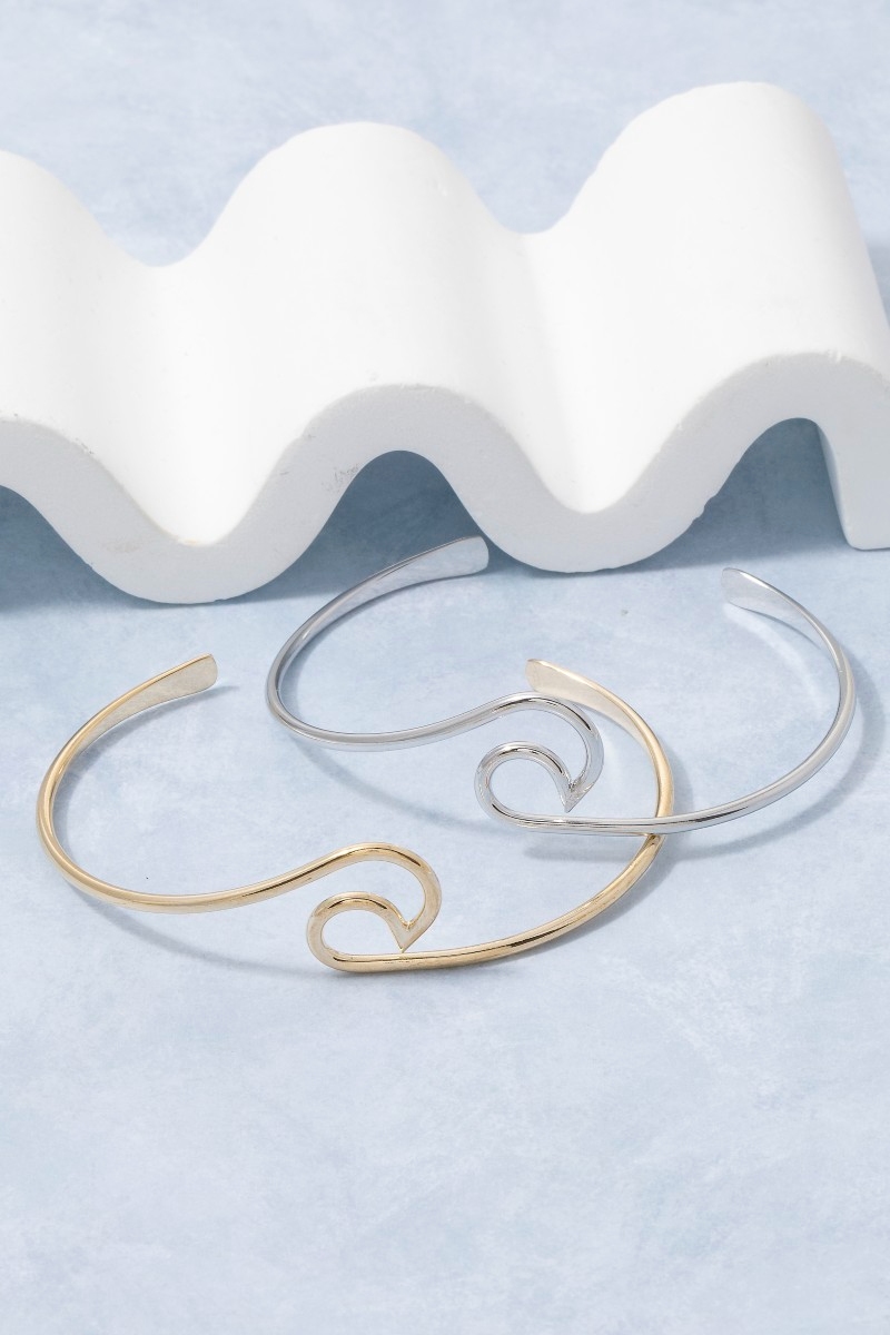 Thin Wave Cuff Bracelet