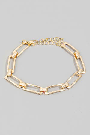 Stainless Steel Metallic Rectangle Chain Link Bracelet