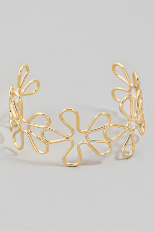 Metallic Wire Flower Cuff Bracelet