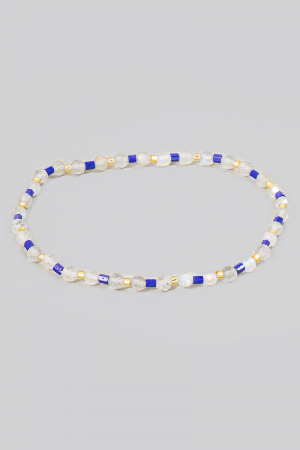 Glass And Gemstone Beaded Elastic Bracelet