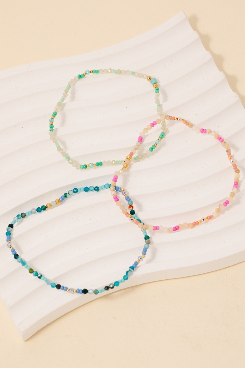 Mixed Mini Faceted Glass Beaded Bracelet