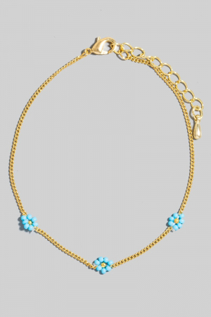 Glass Beaded Flowers Dainty Chain Bracelet