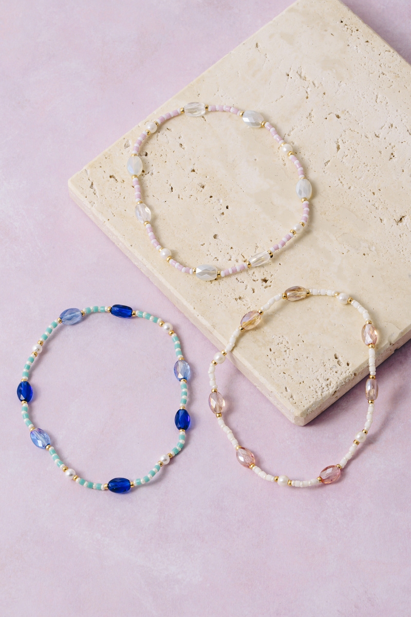 Seed Bead And Pearl Station Beaded Bracelet