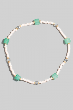 Stone And Glass Beaded Dainty Elastic Bracelet
