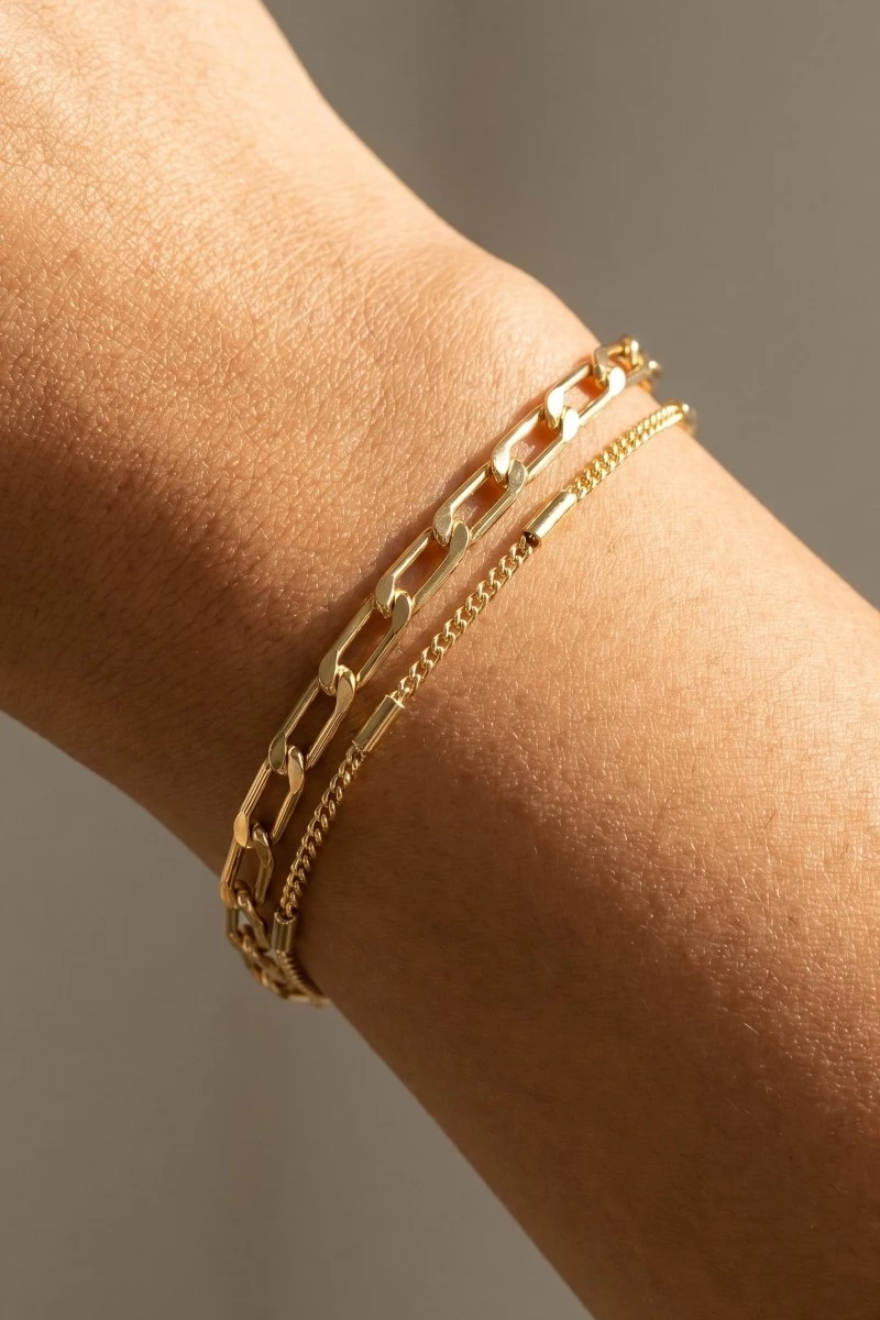 Double Curb Chain Bracelet