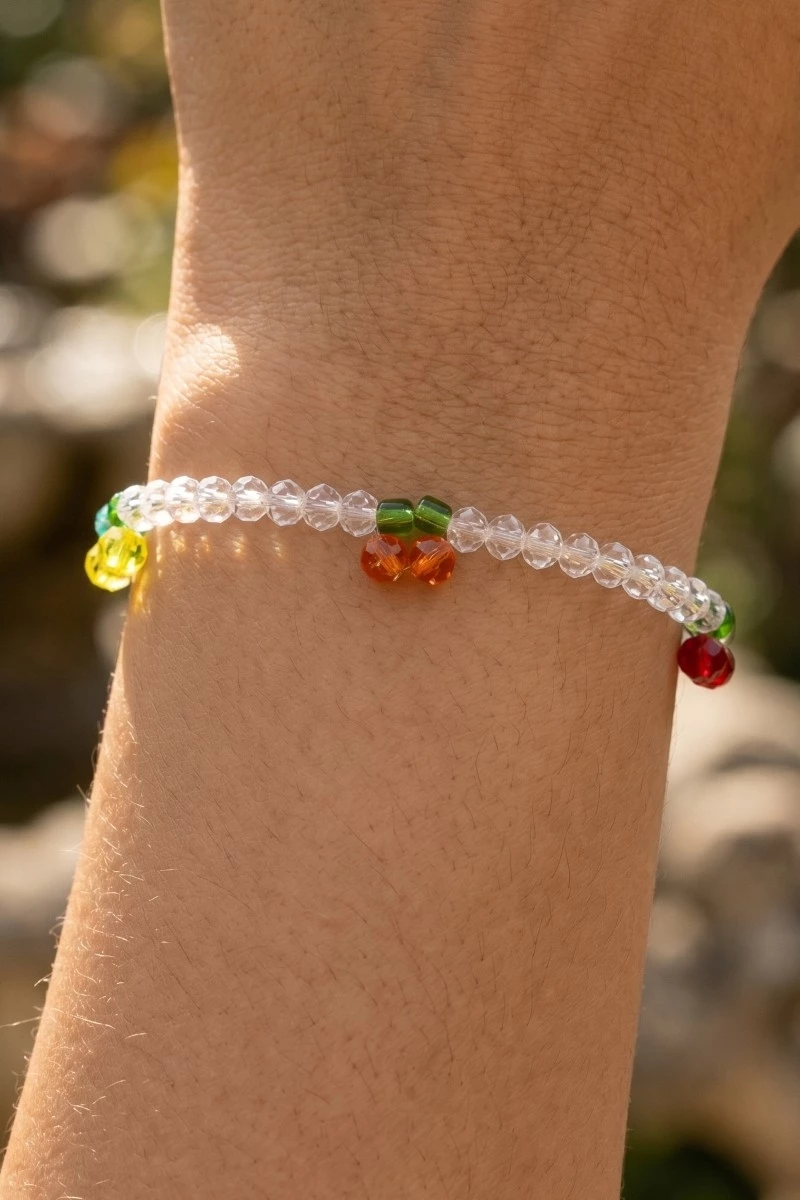 Glass Beaded Multi Cherry Bracelet