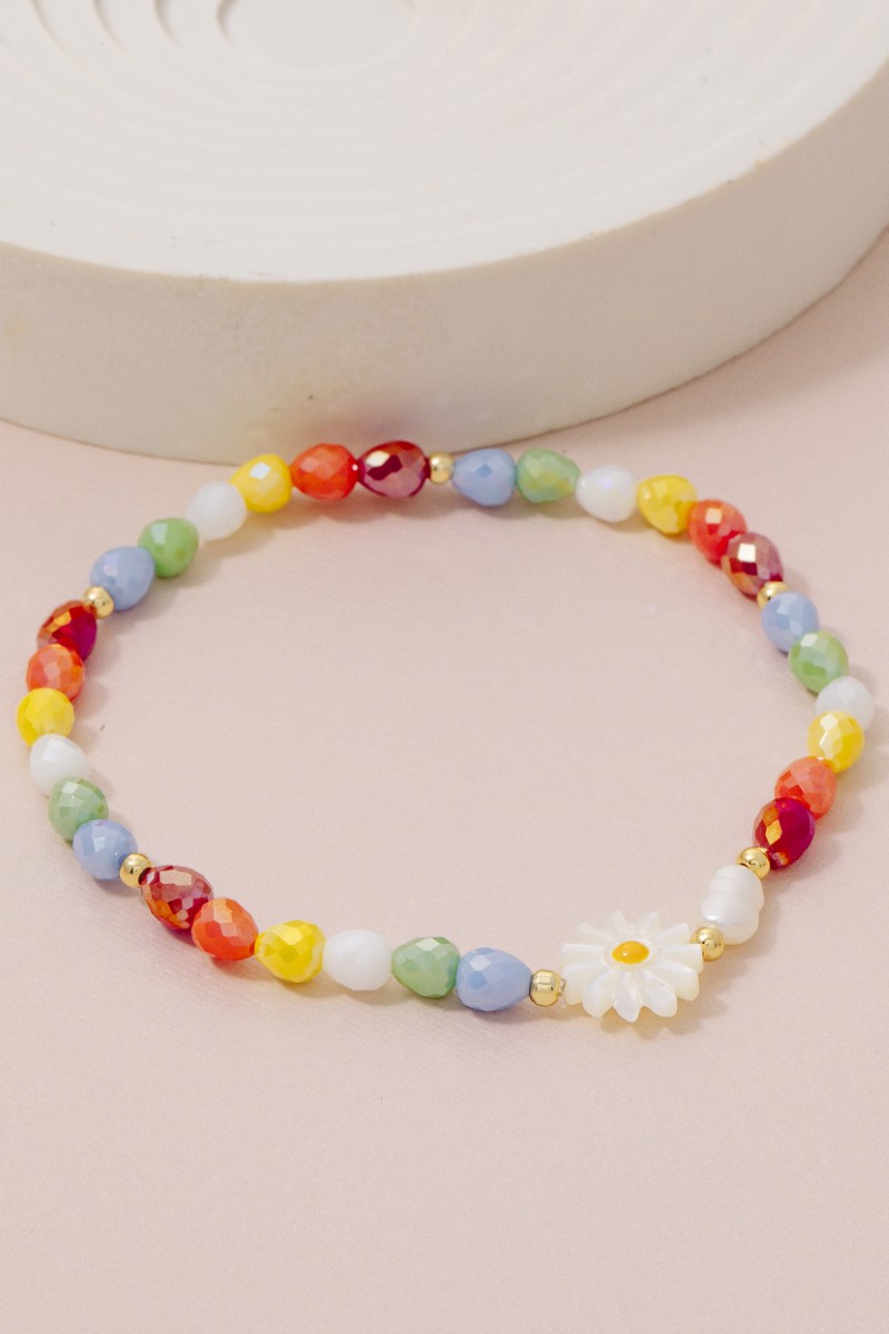 Flower Pearl Glass Beaded Bracelet