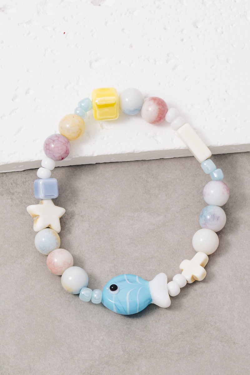 Mixed Ceramic Beaded Elastic Bracelet