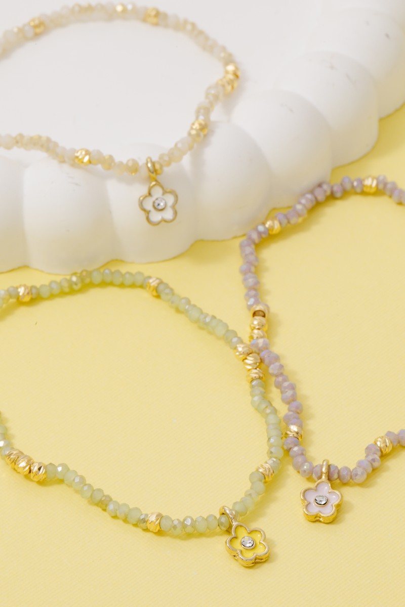 Beaded Flower Charm Bracelet