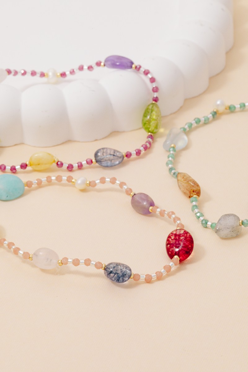 Assorted Glass Stone Bead Bracelet