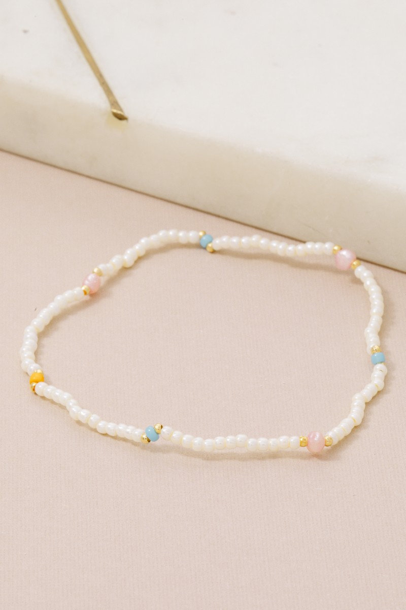 Dainty Beaded Pearl Charm Bracelet