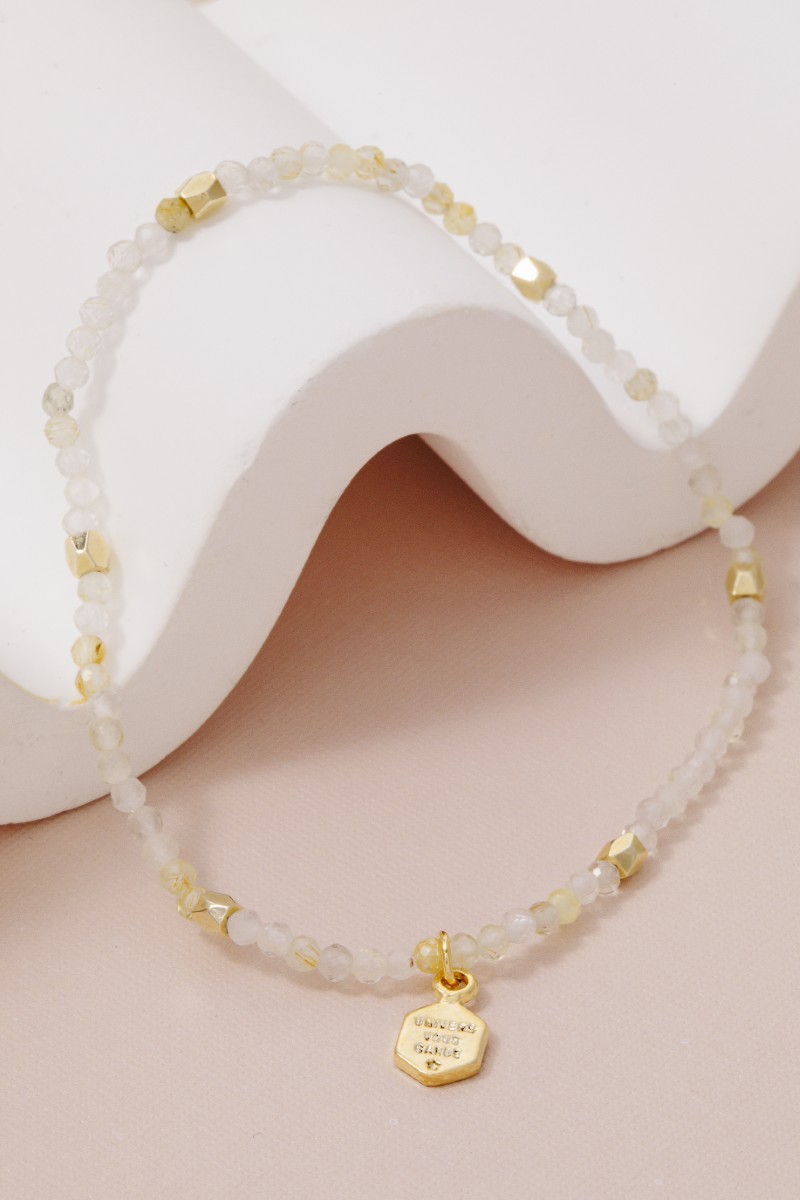 Dainty Bead Hexagon Charm Bracelet