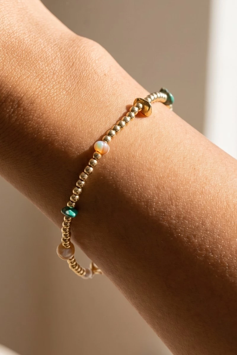 Assorted Gemstone Pearl Bead Bracelet