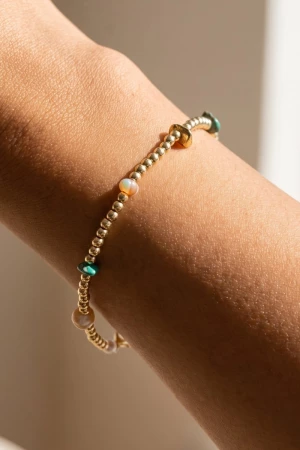 Assorted Gemstone Pearl Bead Bracelet