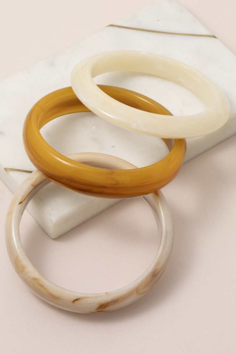 Marble Resin Bangle Bracelet 3 Piece Set
