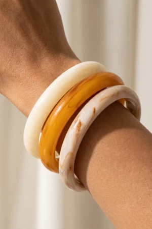 Marble Resin Bangle Bracelet 3 Piece Set