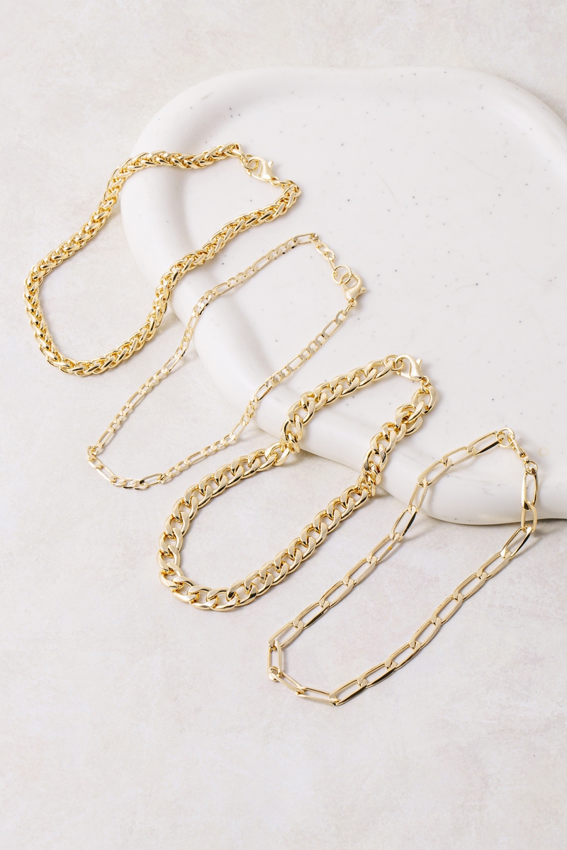 4 Strand Layered Chain Bracelet Set