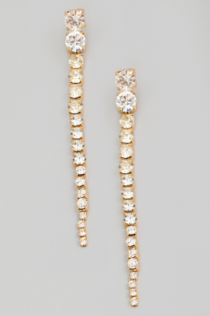 Long Rhinestone Chain Dangle Earrings