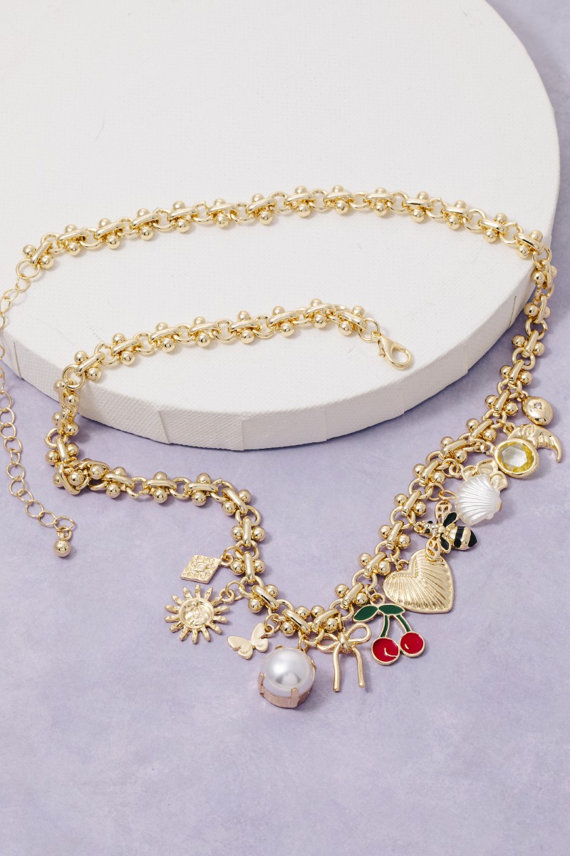 Assorted Charms Intricate Chain Necklace