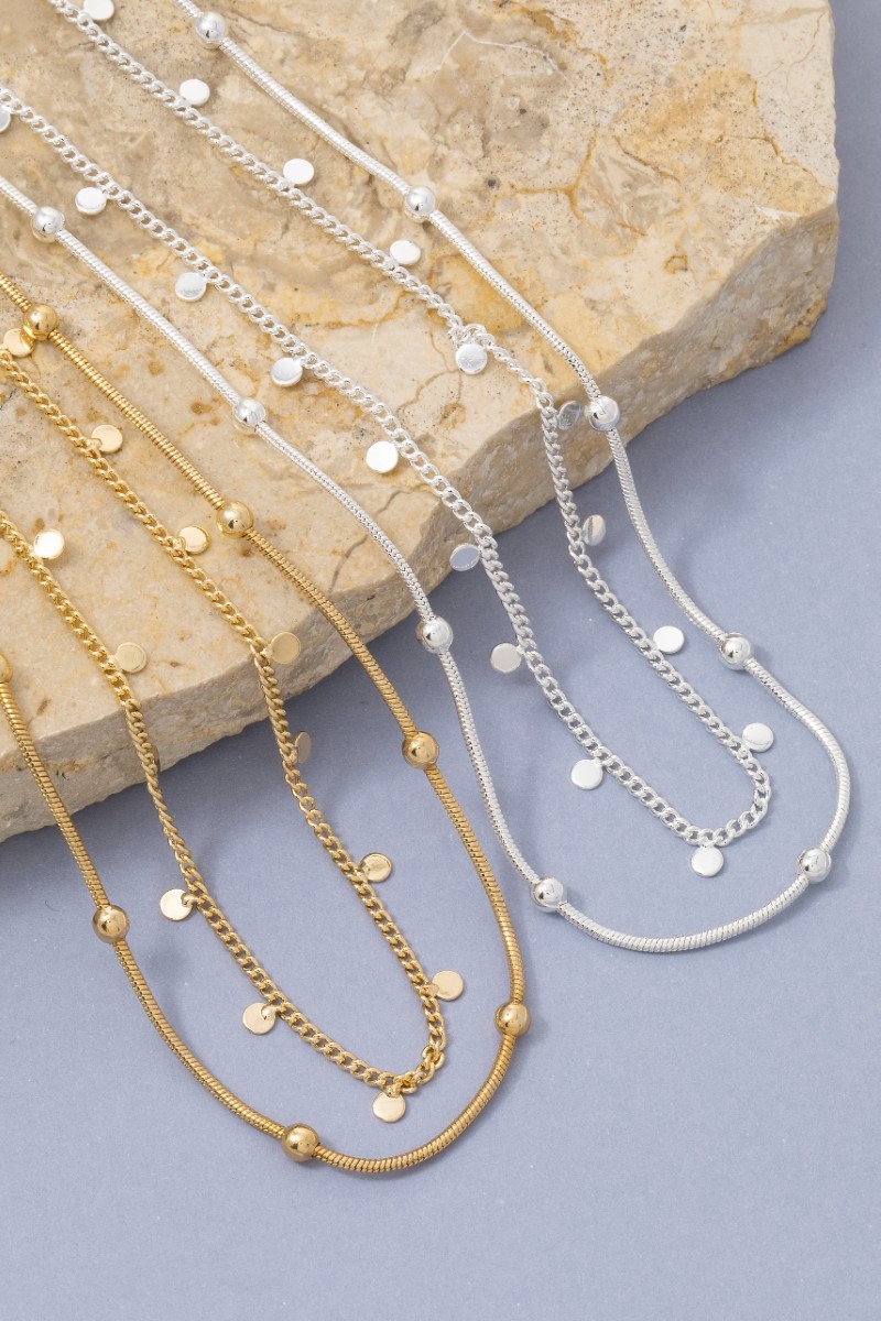 Mini Station Coin Charms Layered Chain Necklace