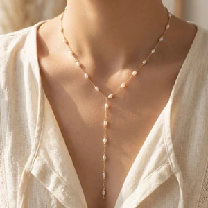 Pearl Station Lariat Y Necklace