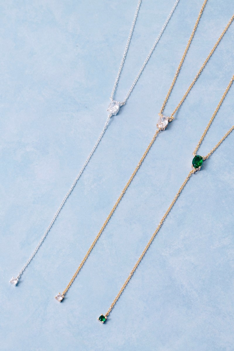 Square Cz Drop Cz Lariat Y-Necklace