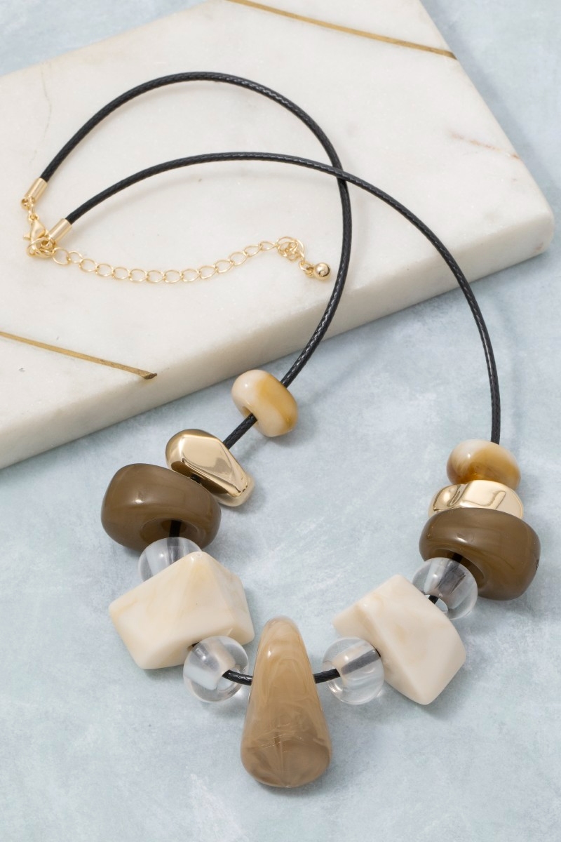 Mixed Chunky Beads Cord Necklace