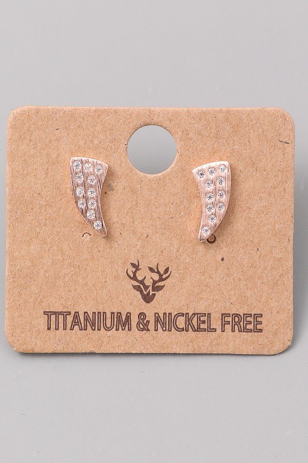 Jeweled Horn Stud Earrings