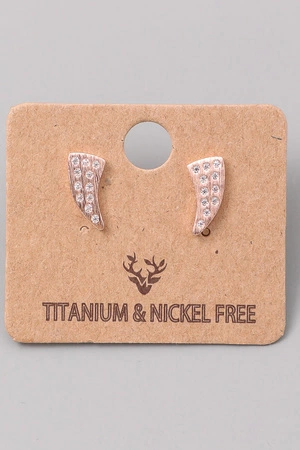 Jeweled Horn Stud Earrings