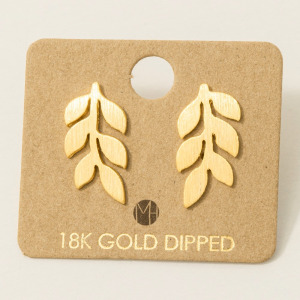 Gold Dipped Mini Leafy Branch Stud Earring