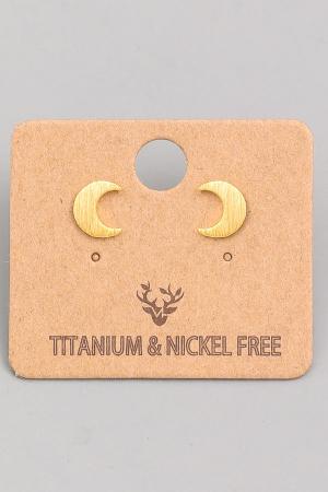 Mini Matte Crescent Moon Stud Earrings
