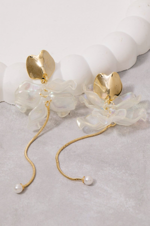 Iridescent And Metallic Petals Dangle Earrings