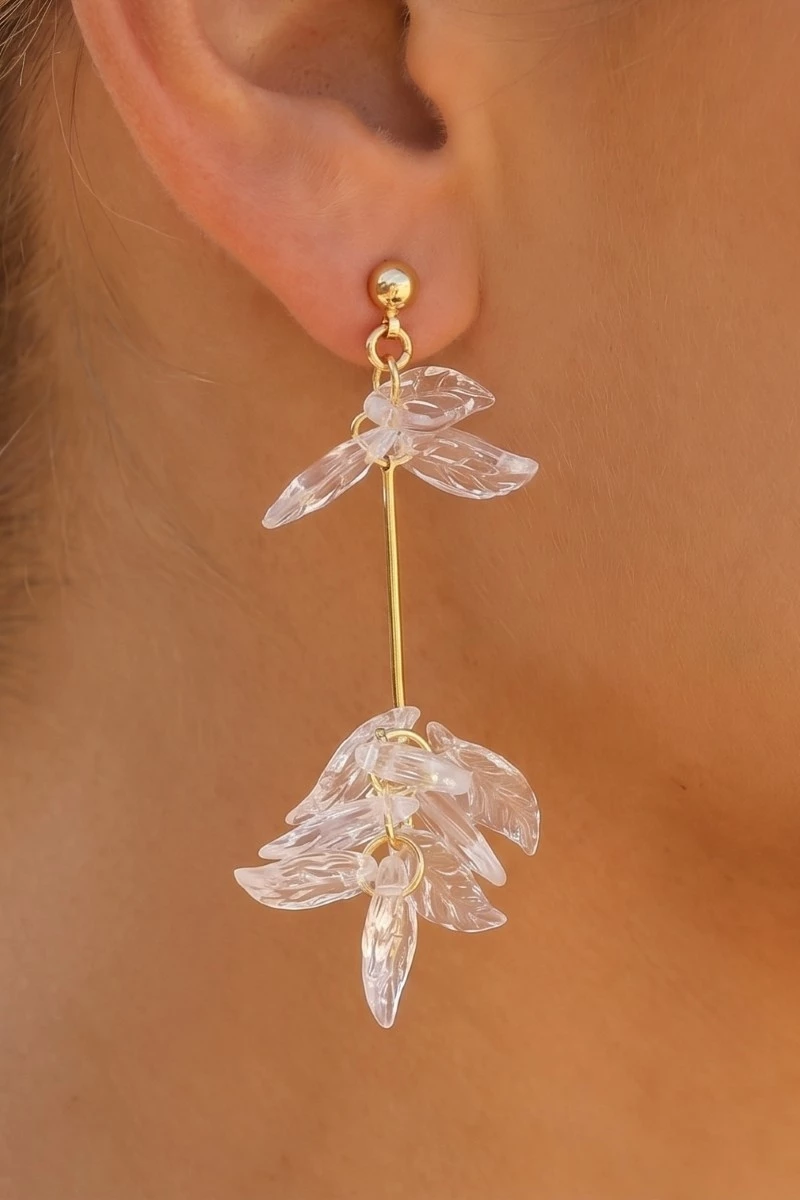 Acrlyic Leaves Bar Dangle Earrings