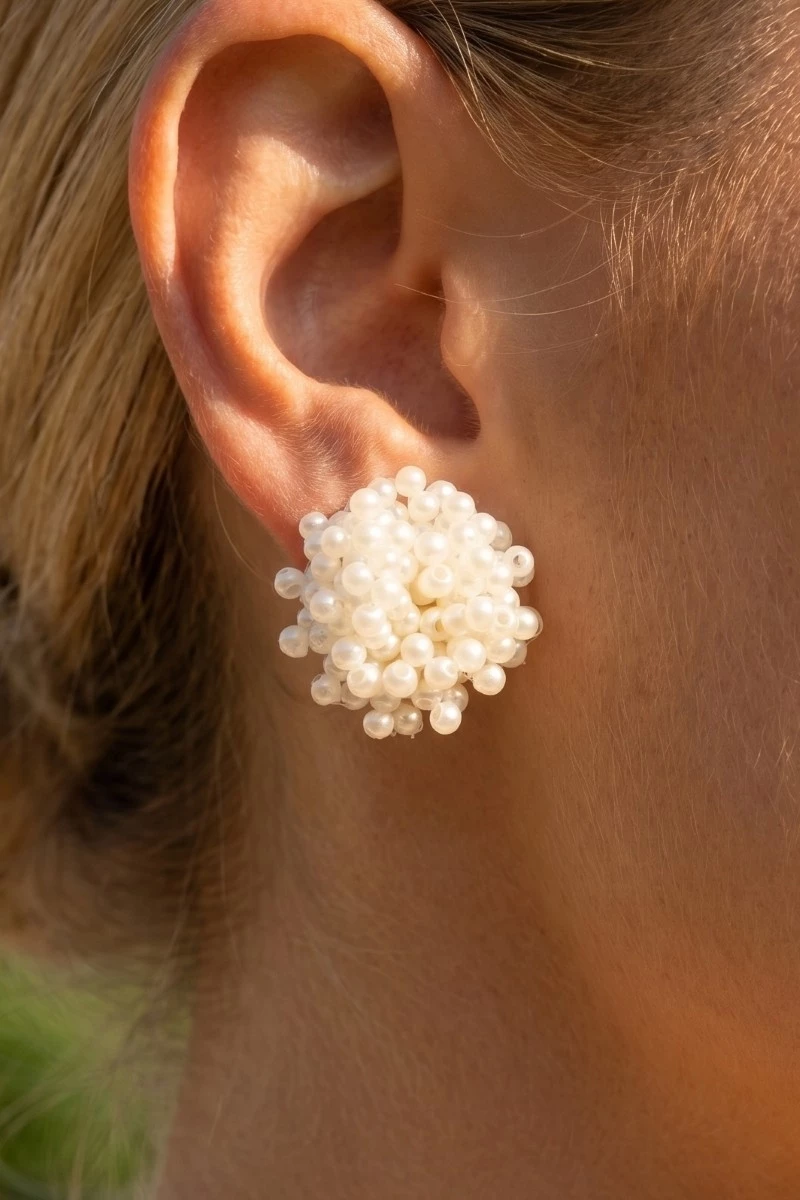 Pearl Cluster Dome Stud Earrings
