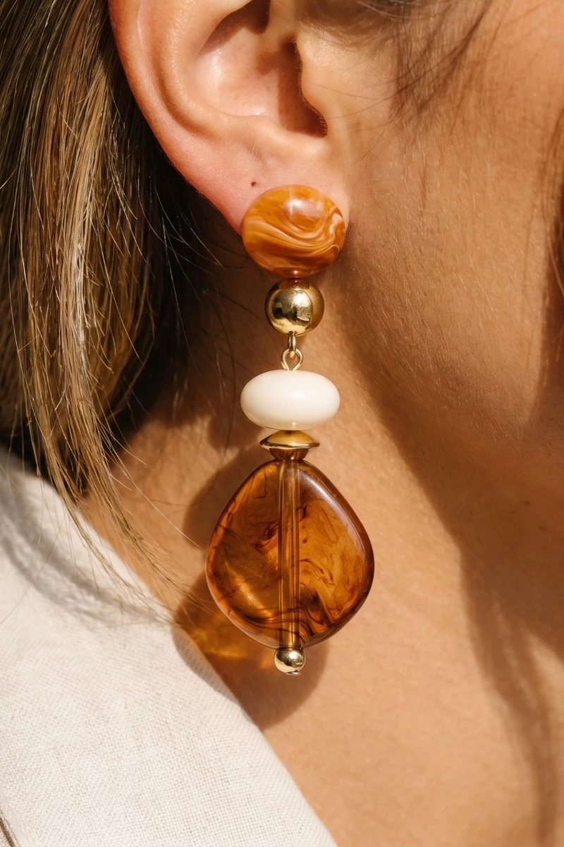 Mixed Vintage Marble Acrylic Beads Dangle Earrings