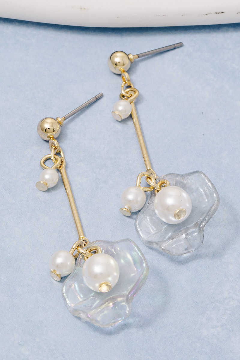 Ball Beads Leaf Dangle Drop Earrings