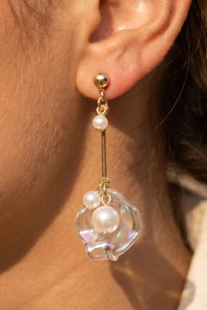 Ball Beads Leaf Dangle Drop Earrings